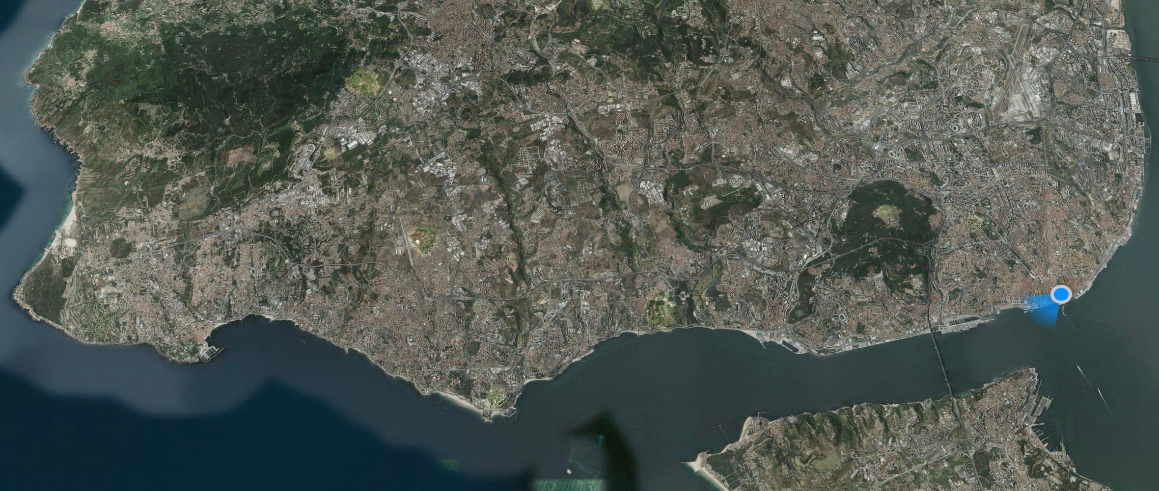 Karta över områden mellan Lissabon och Cascais
